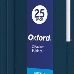 Oxford Twin-Pocket Folders, Textured Paper, Letter Size, Dark Blue, Holds 100 Sheets, Box of 25 (57538EE)