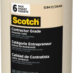 Scotch Contractor Grade Masking Tape 1 Inch Wide, 6 Rolls