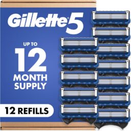 Gillette 5 Men's 5-Blade Razor Blade Refills, 12 Count