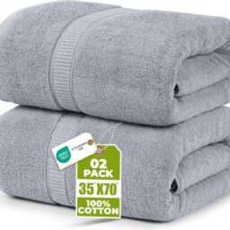 Utopia Towels Jumbo Bath Sheets, 2 Pack, 35x70 in, 600 GSM Cotton, White