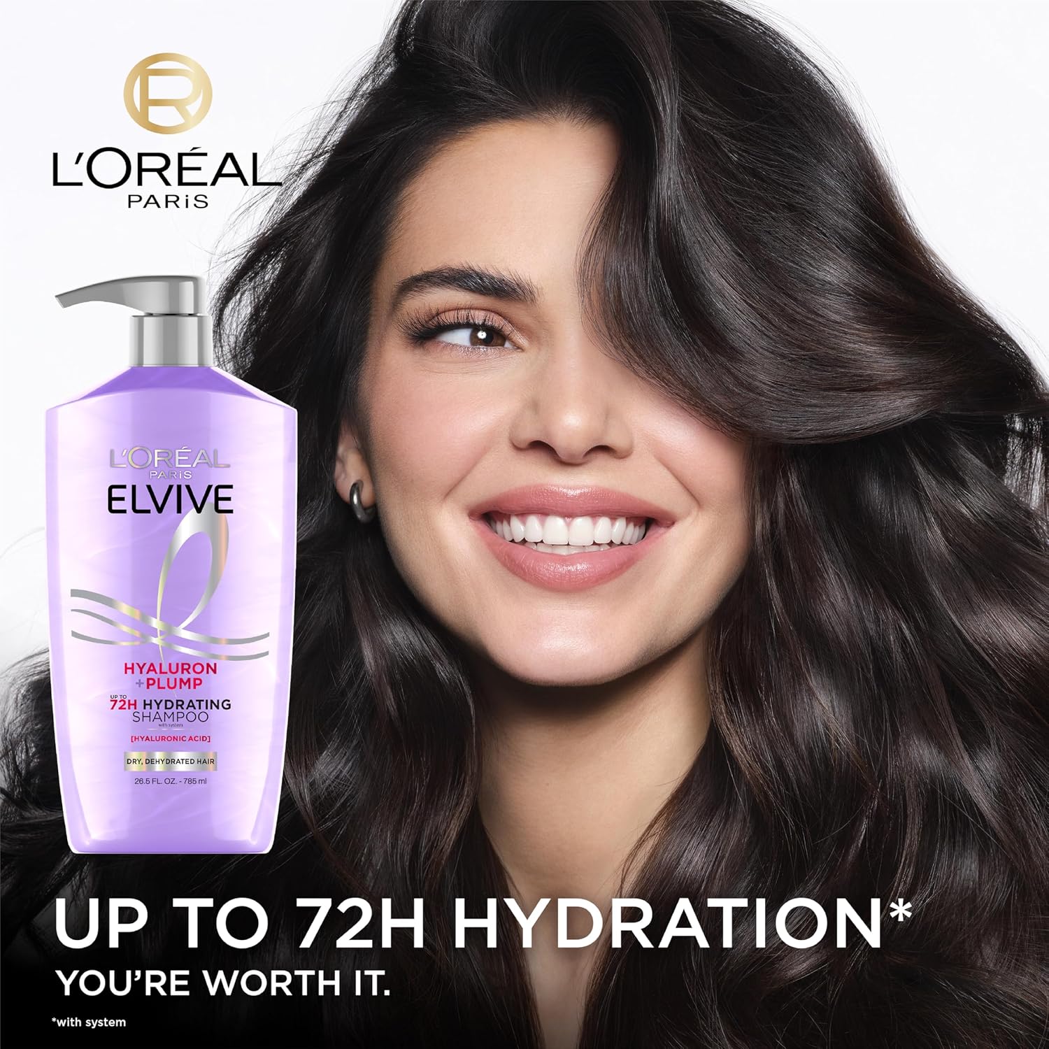 L'Oreal Paris Elvive Hyaluron Plump Shampoo and Conditioner Set, 53 Fl Oz - Image 2