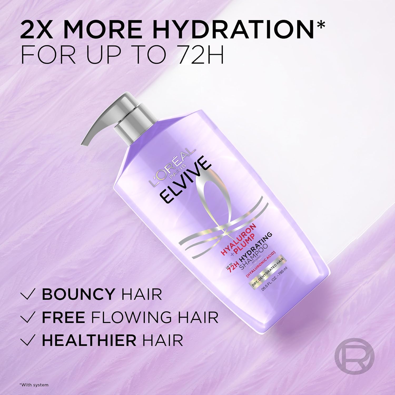 L'Oreal Paris Elvive Hyaluron Plump Shampoo and Conditioner Set, 53 Fl Oz - Image 5