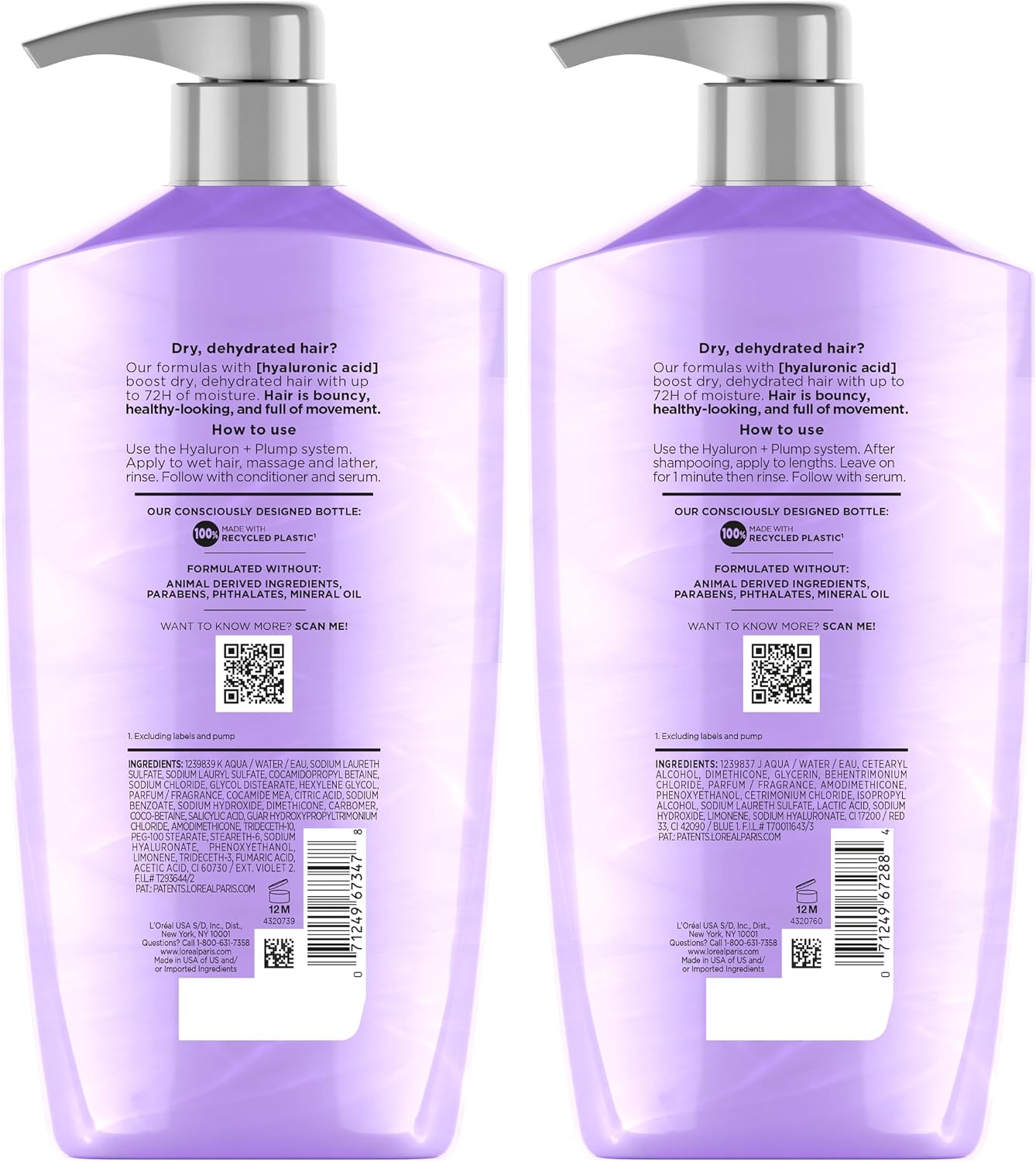 L'Oreal Paris Elvive Hyaluron Plump Shampoo and Conditioner Set, 53 Fl Oz - Image 9